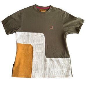 Makobi Mens Patchwork T-Shirt L Olive